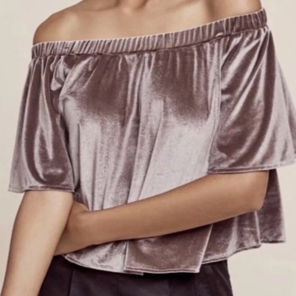 Sunday in Brooklyn velvet off the shoulder top, medium